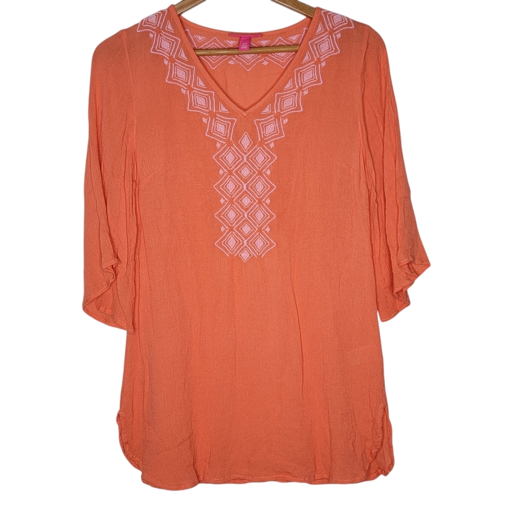Lilly Pulitzer‎ for Target Camilla Tunic Orange / Pink Half Sleeve Women's Small
